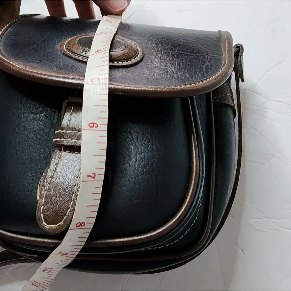 Express RTD shoulder vintage leather handbag two tone black/brown